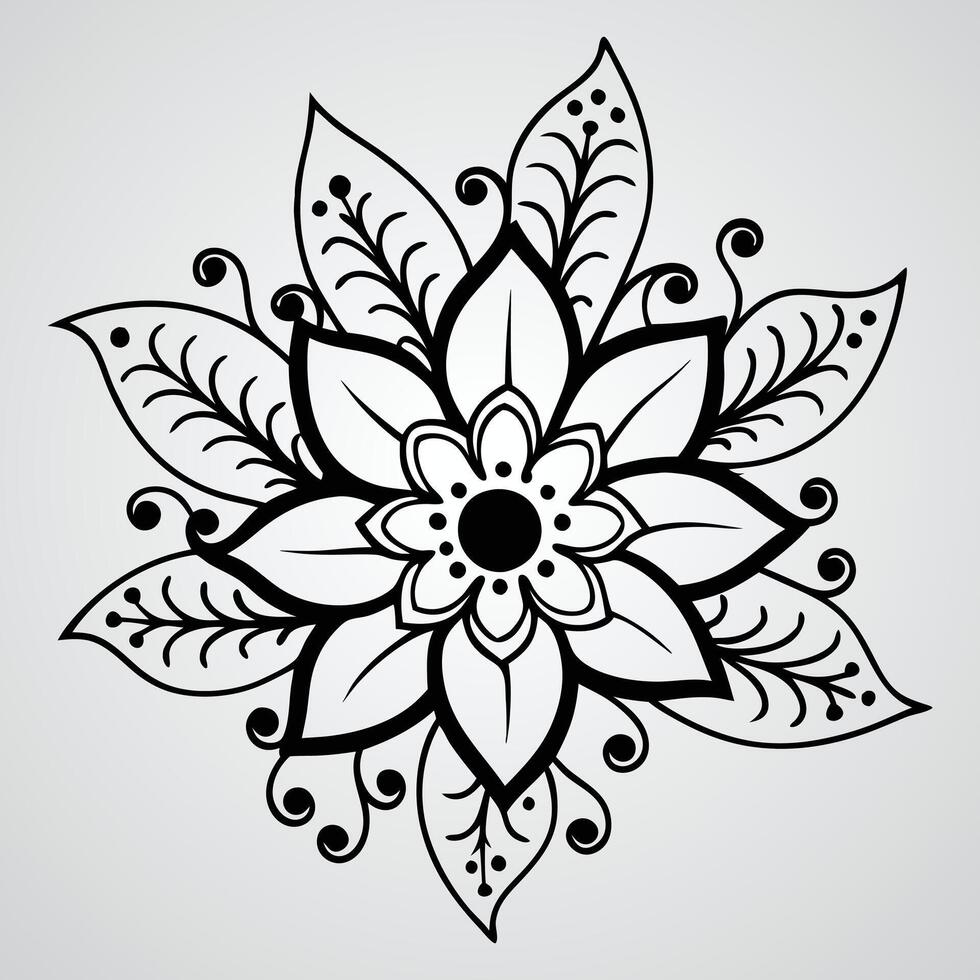 The black and white drawing of a flower with a Gray background vector