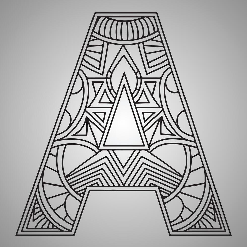 Mandala Letter A on a Gray Background Intricate and Bold Design vector