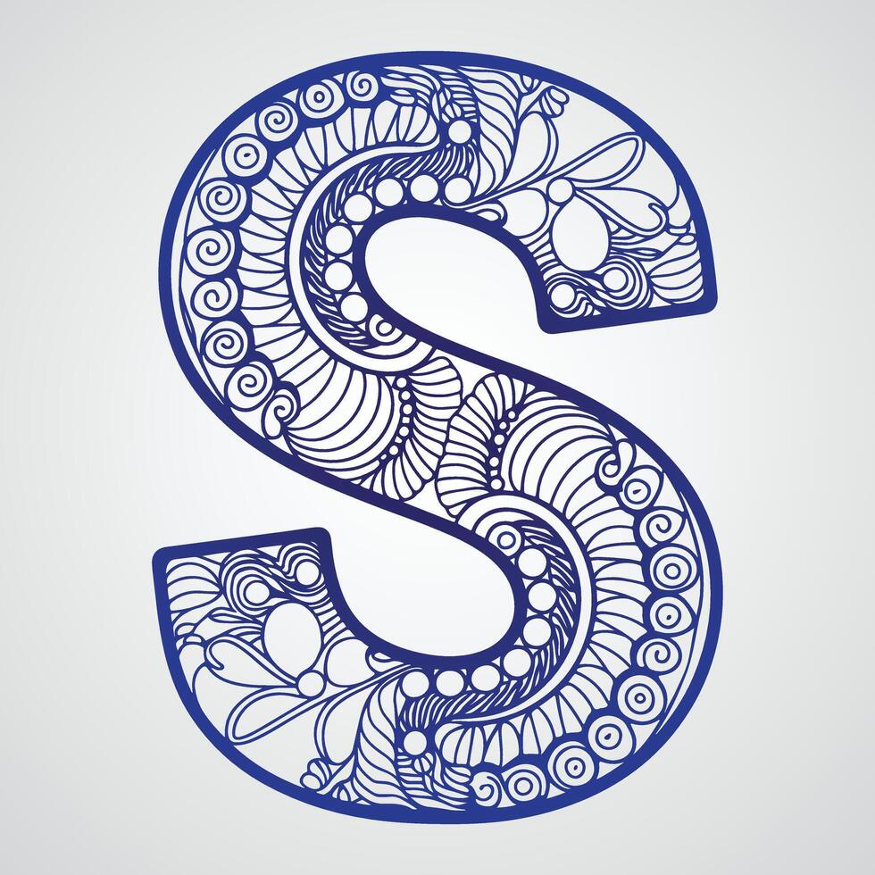 the Stylized S Letter Featuring Mandala Patterns vector