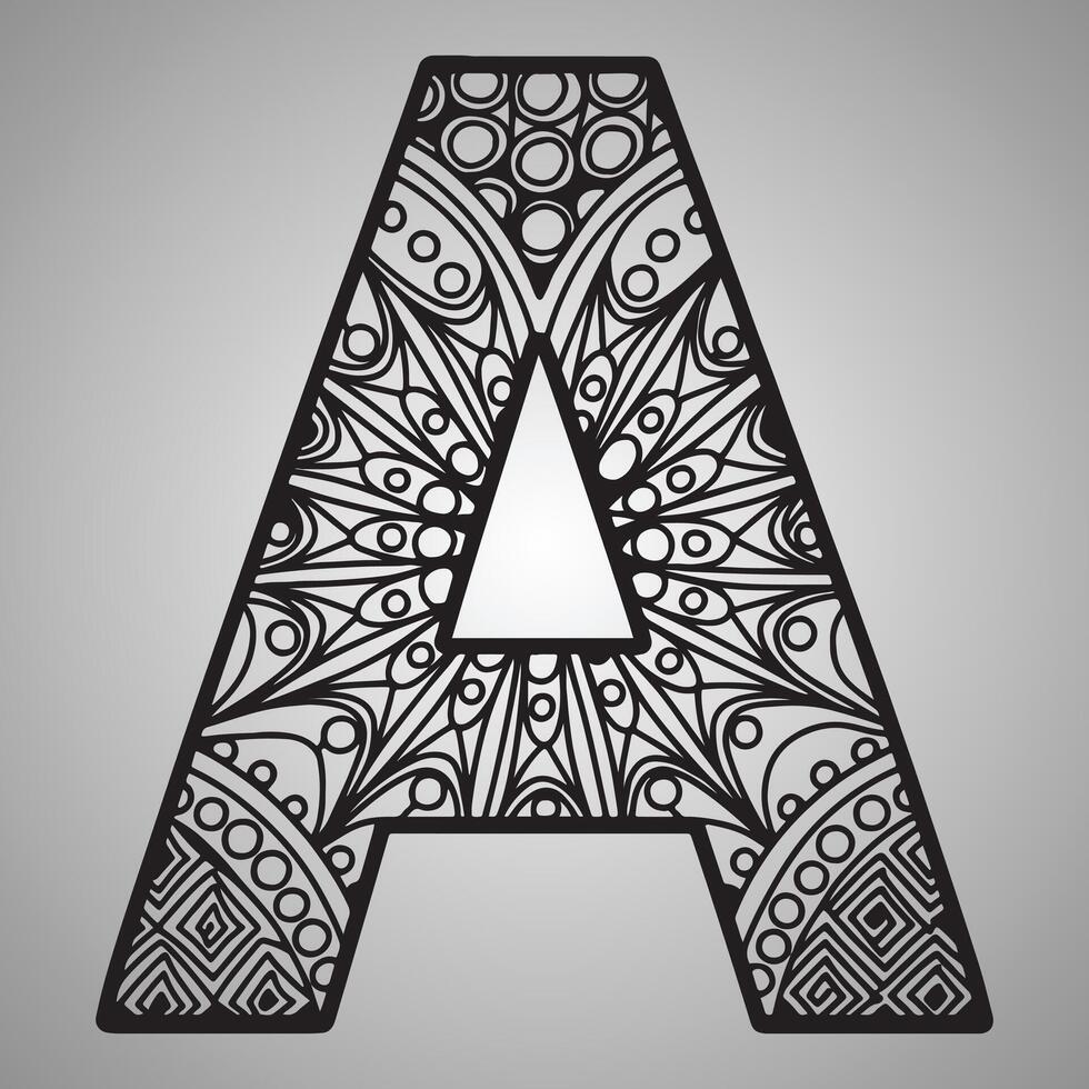 letter a with a geometric mandala design vector