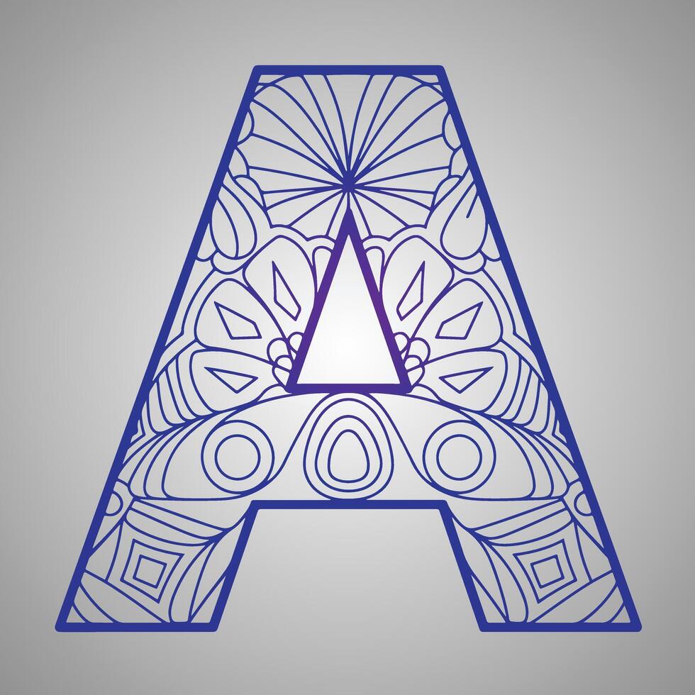 Geometric Mandala Letter A on a Gray Background Bold Design vector