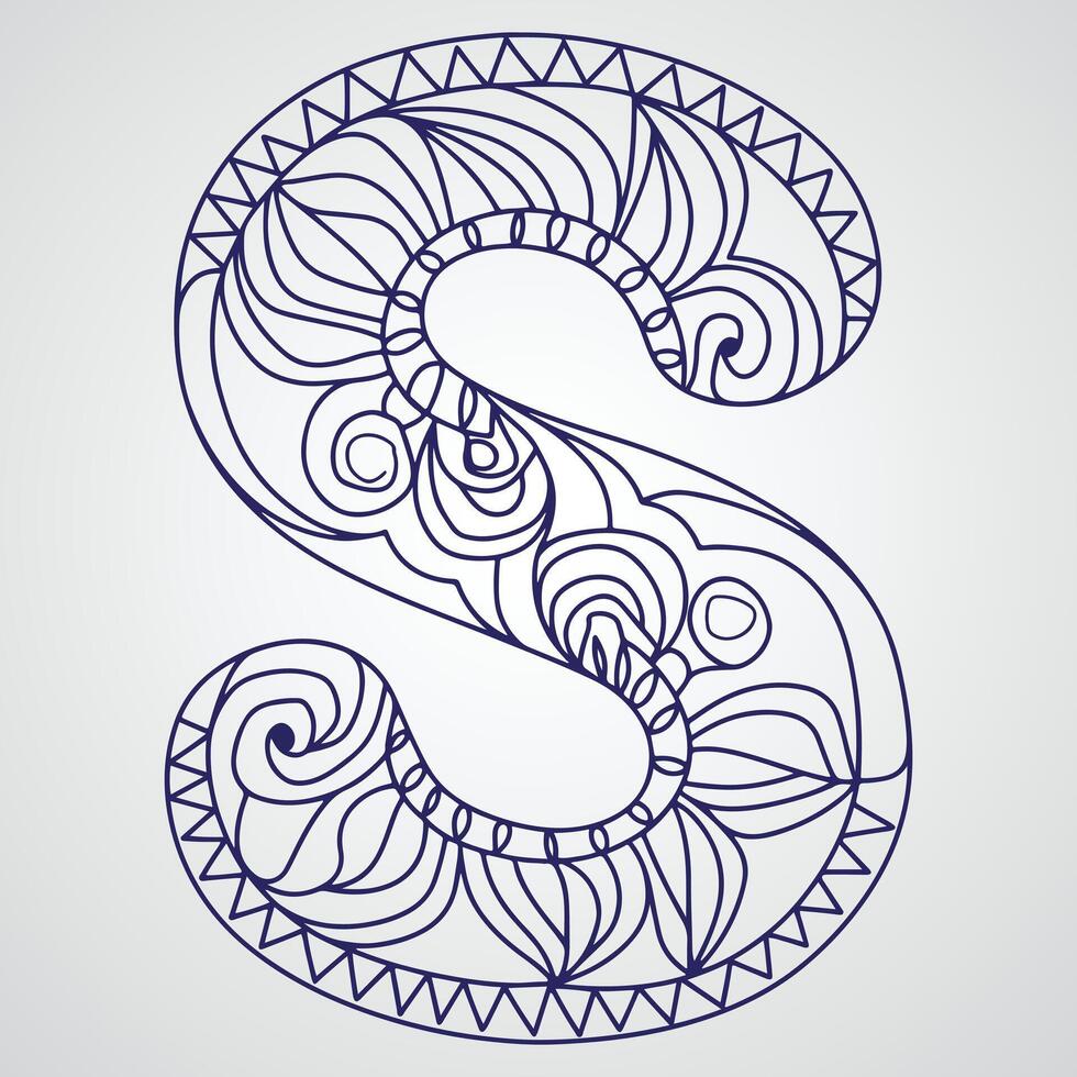 Ornate Letter S with Intricate Patterns vector