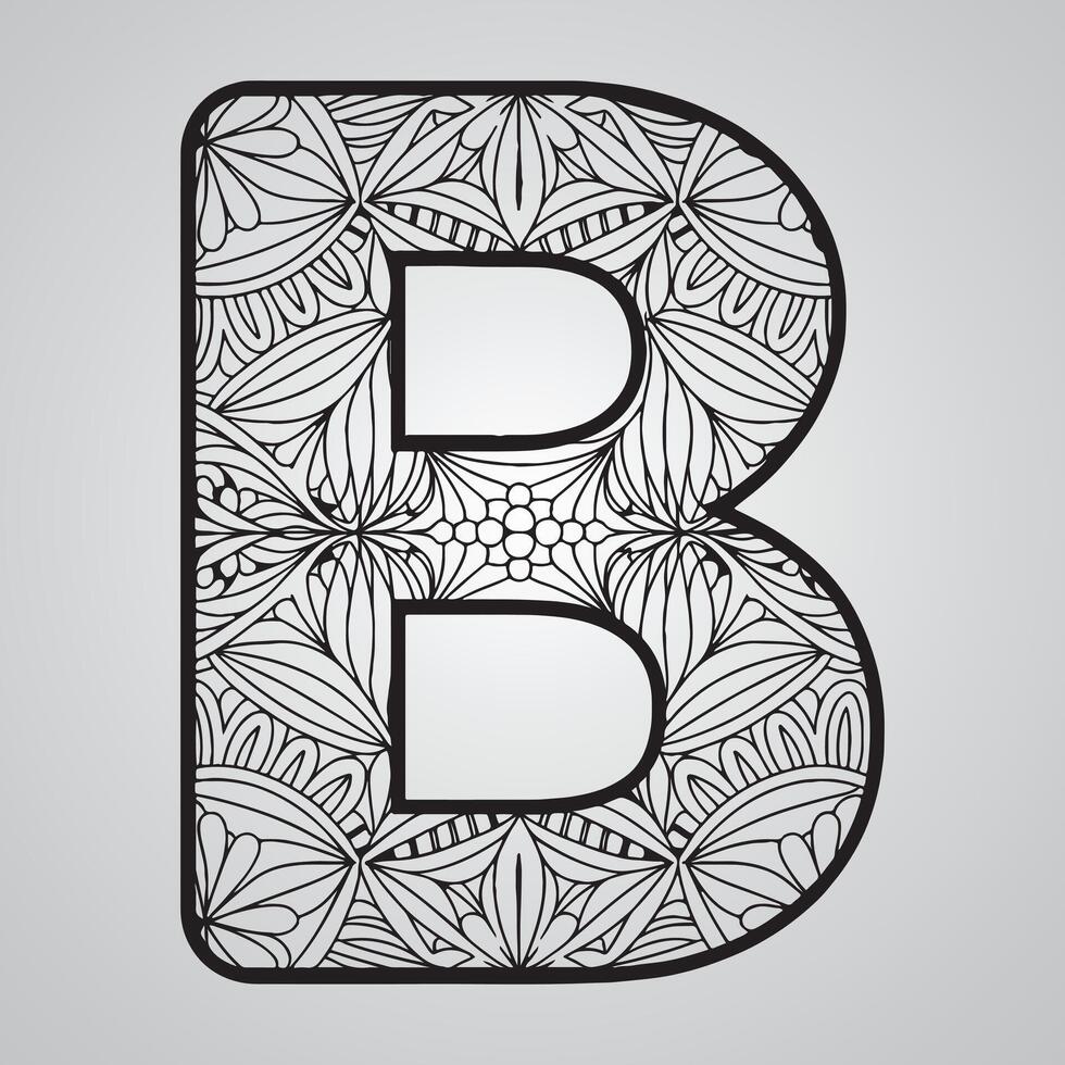letter b printed in a black and white pattern vector