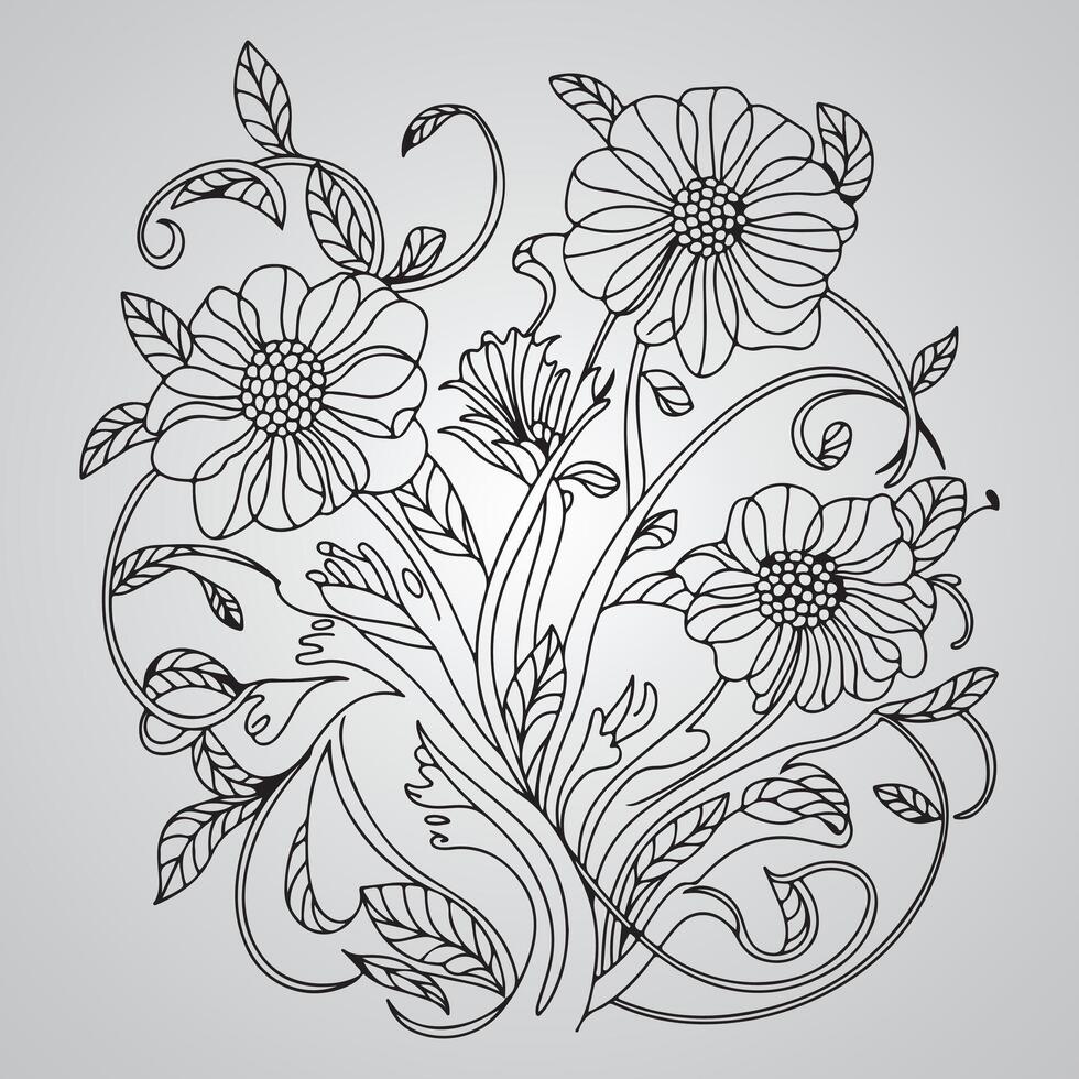 Floral Beauty Intertwined with Intricate Design vector