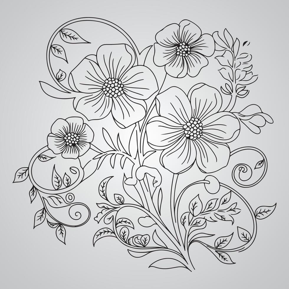 Artistry in Nature Delicate Floral Patterns vector