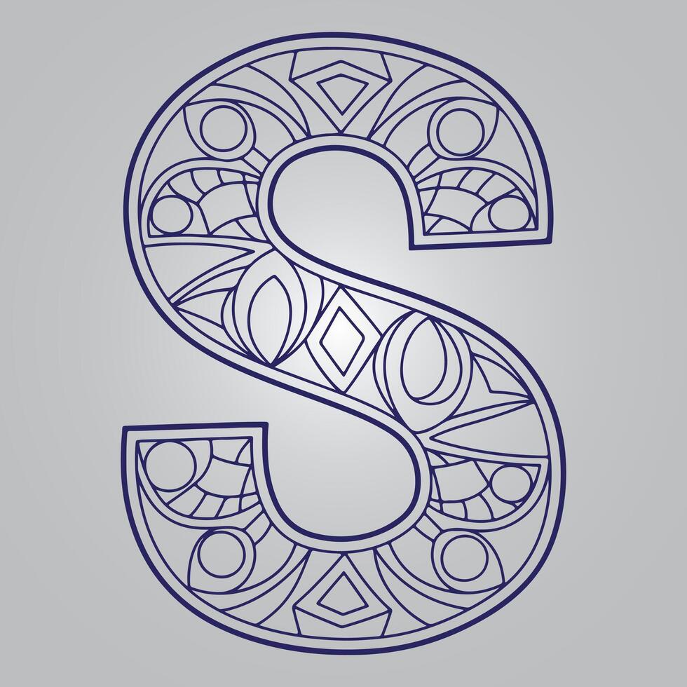 Ornate Letter S with Intricate Mandala Patterns vector