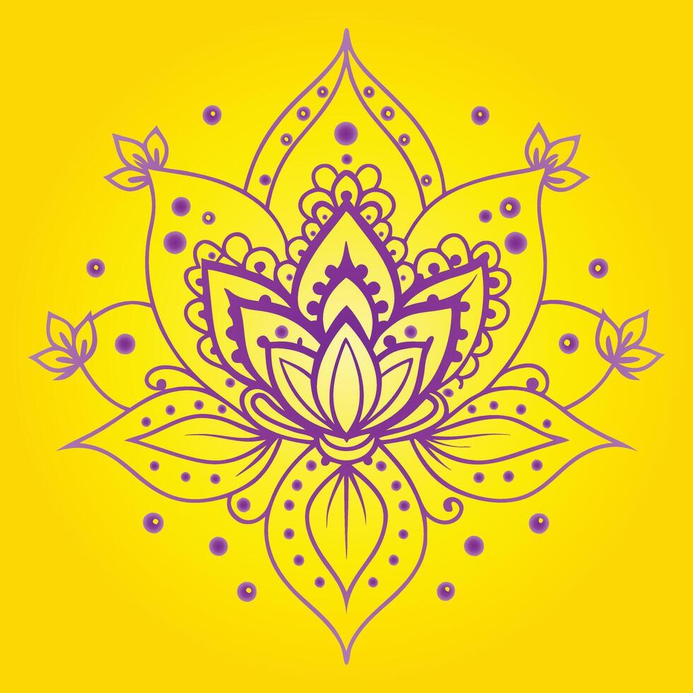 yellow background with a Purple flower design on it. vector