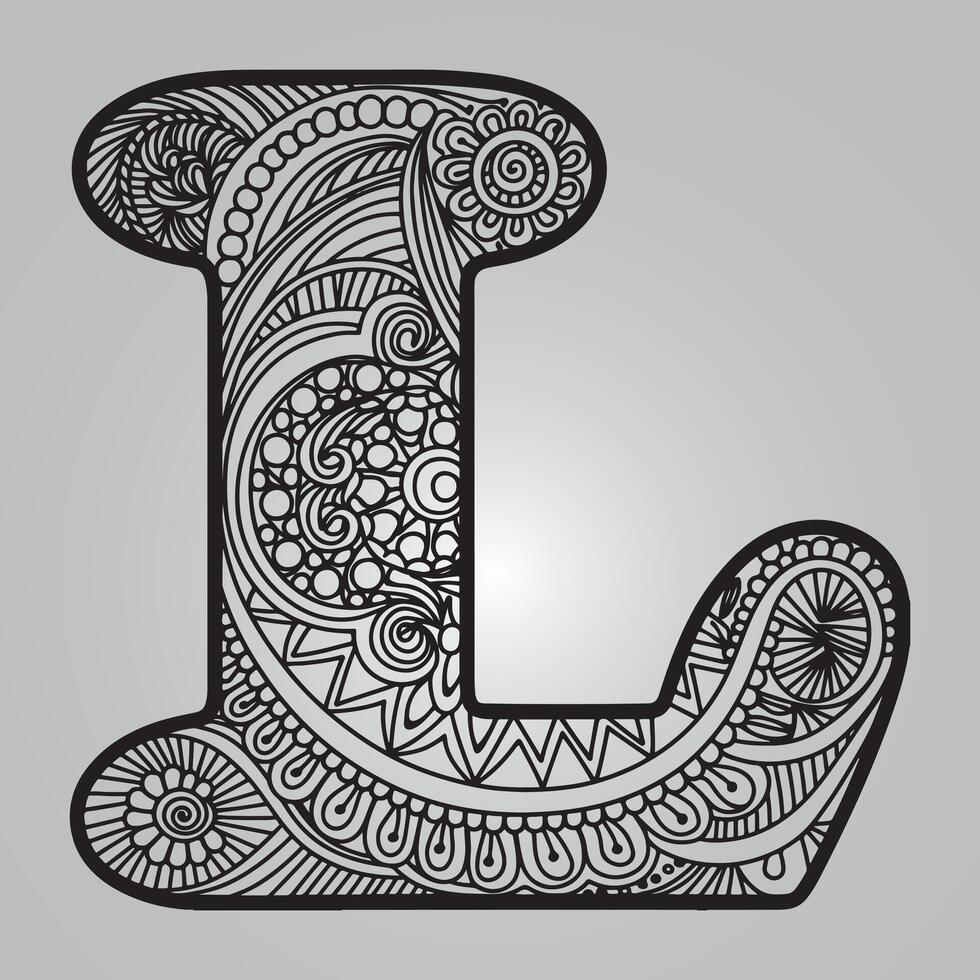 letter L with floral pattern Design vector