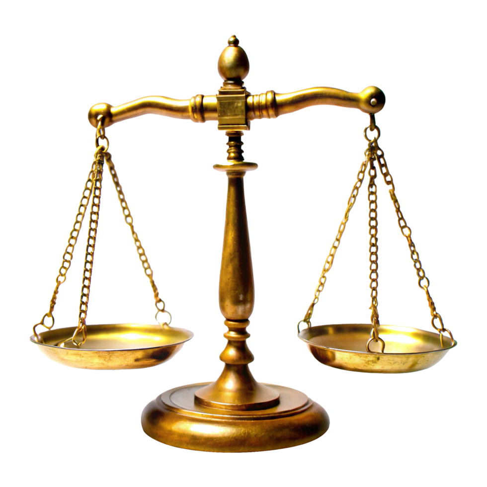 A golden scale with two plates on it png