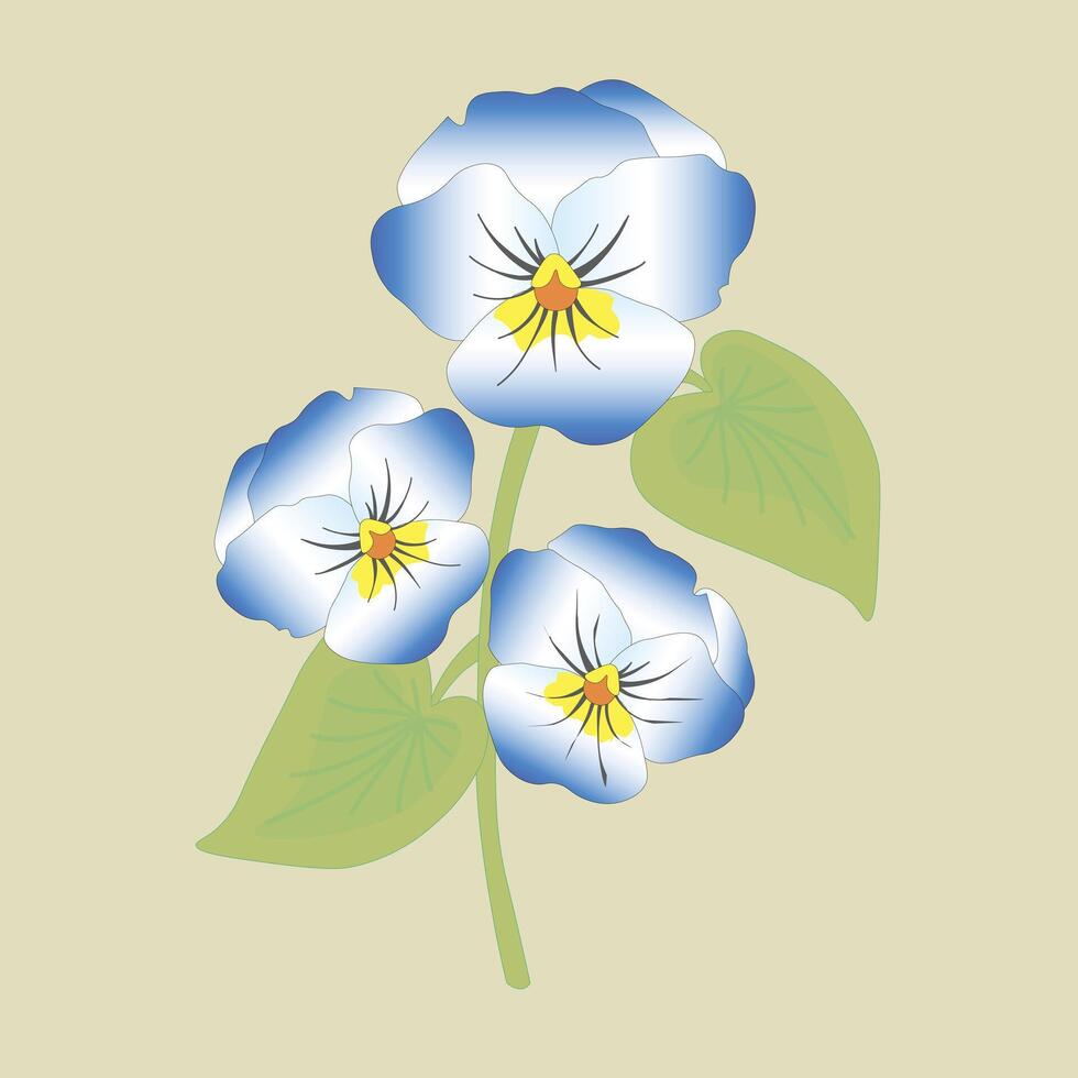 Viola flower doodle hand drawn illustration vector