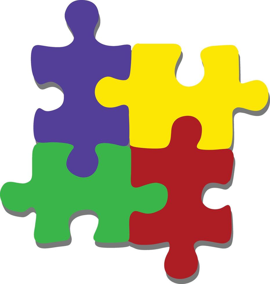 Flat minimalistic puzzle pieces hand drawn doodle illustration vector