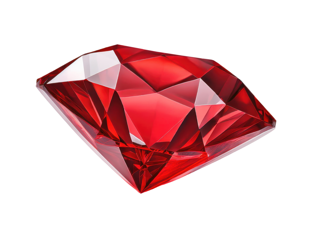 3D render shining red diamond jewel for clip art and element png