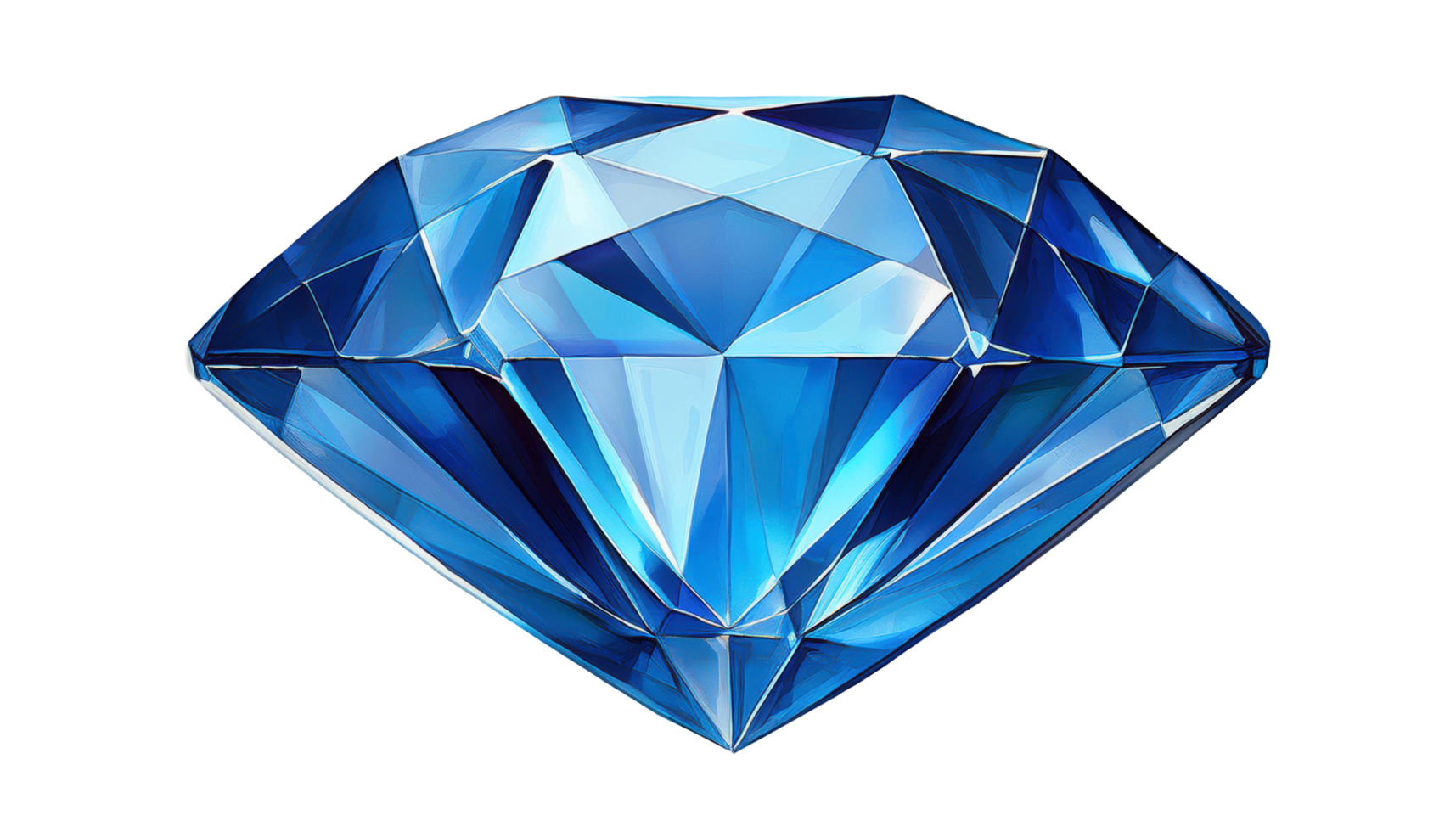 3D render shining blue diamond jewel for clip art and element png