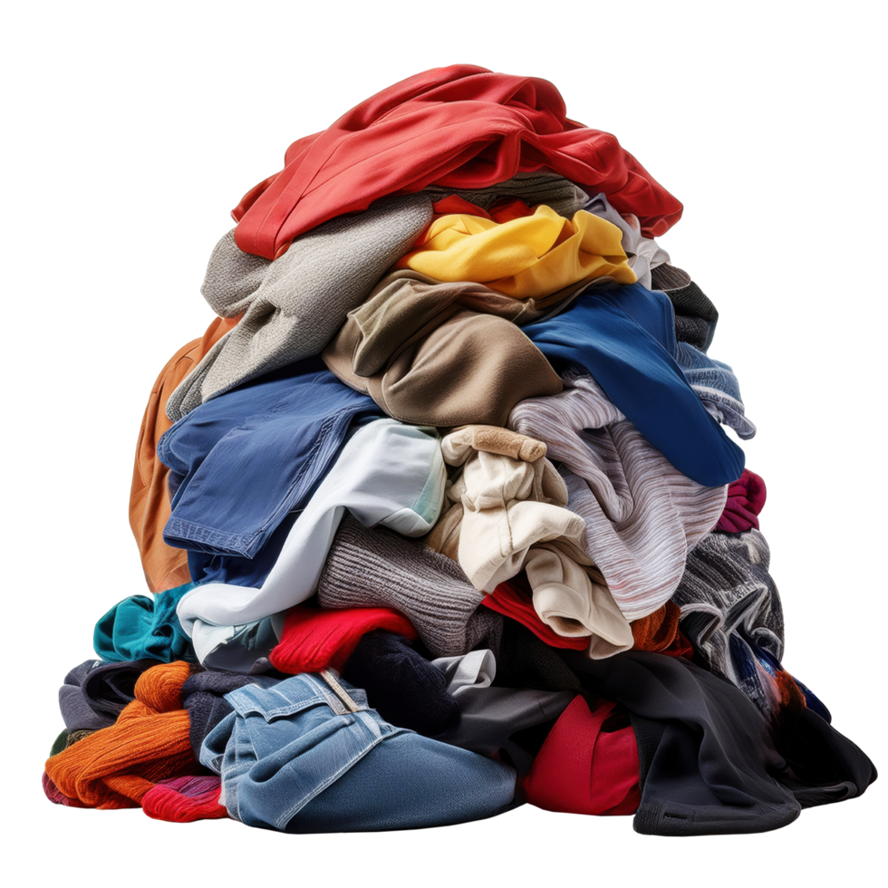 General Pile of neatly stacked used clothes ready for laundry on floor clip art and element png
