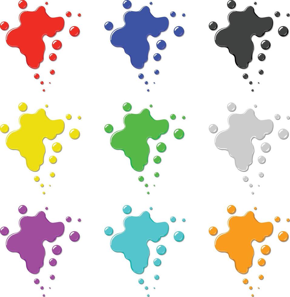 Colored ink blot set illustration vector