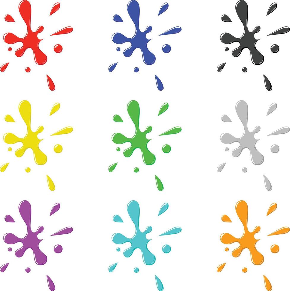 Colored ink liquid set illustration vector