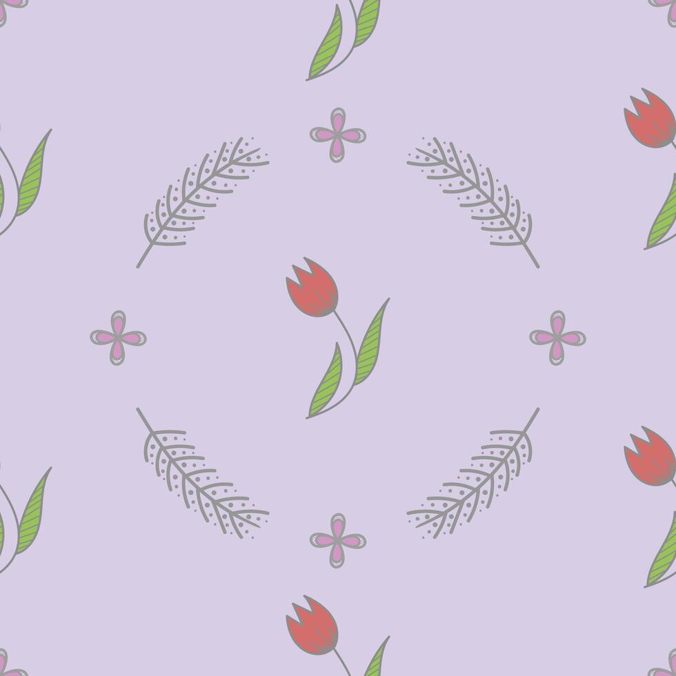Seamless spring flower background pattern doodle hand drawn illustration vector