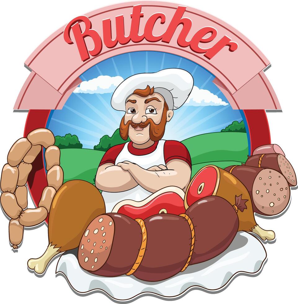 Cartoon butcher illustration vector