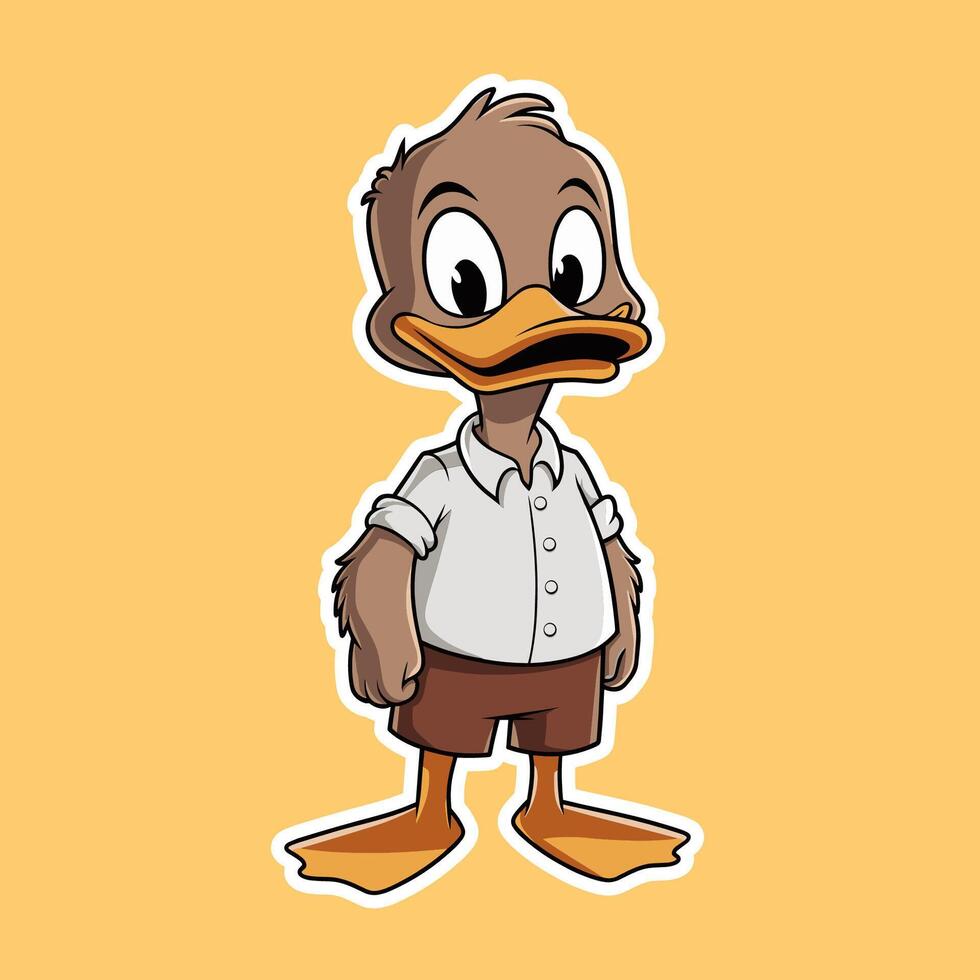 A cartoon duck wearing a shirt and shorts vector