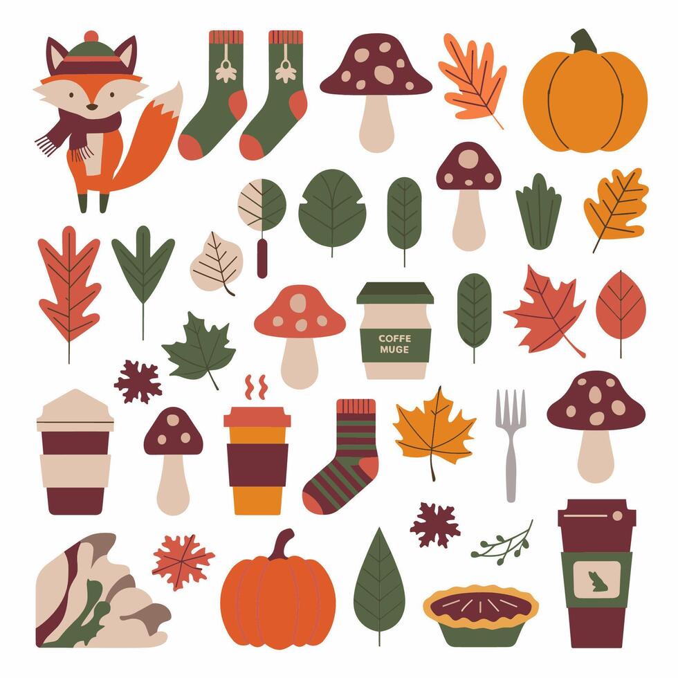 Autumn clipart set by julie mccormick vector