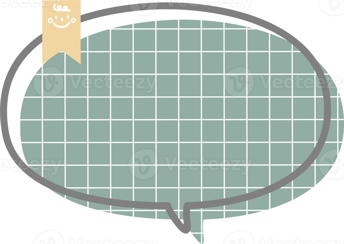 cute doodle hand draw green color speech bubble balloon with bookmark, think speak talk text box banner png