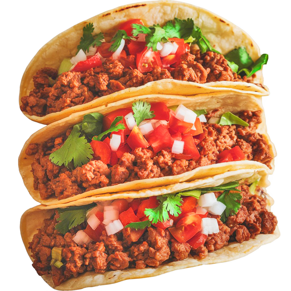 Delicious Beef Tacos with Toppings png