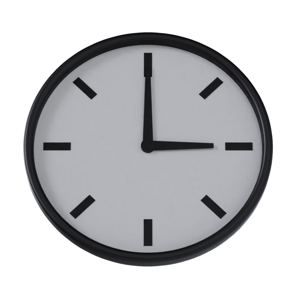 Black Analog Clock - Medium Low View at 90 Degrees png