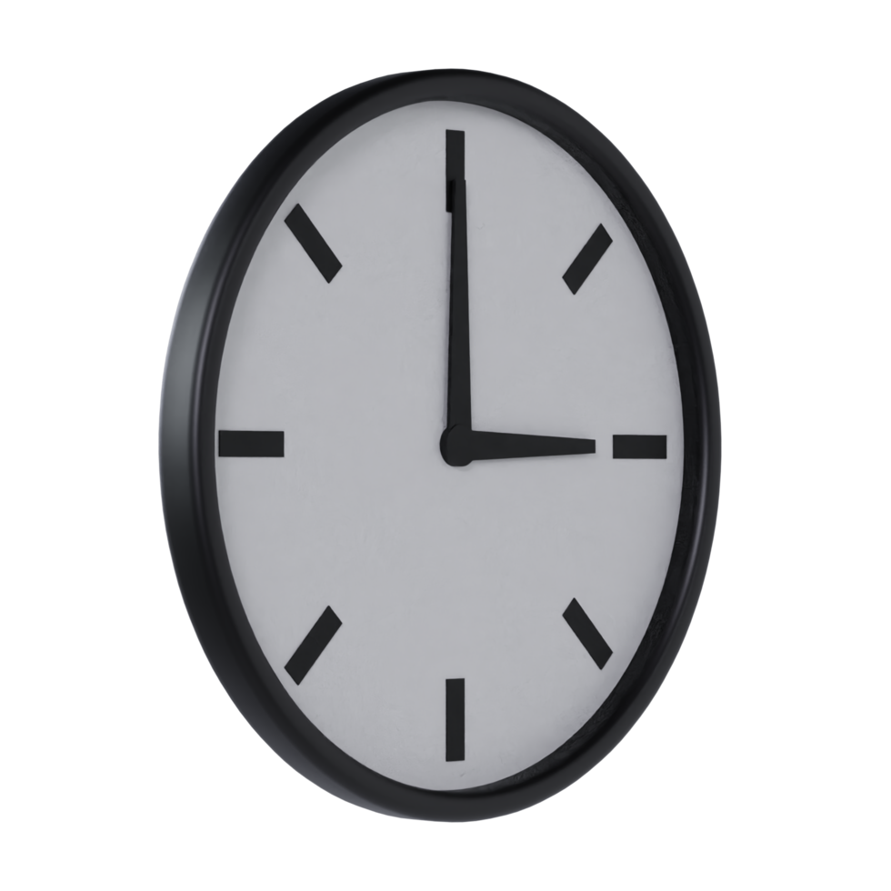 Black Analog Clock - Medium View at 45 Degrees png
