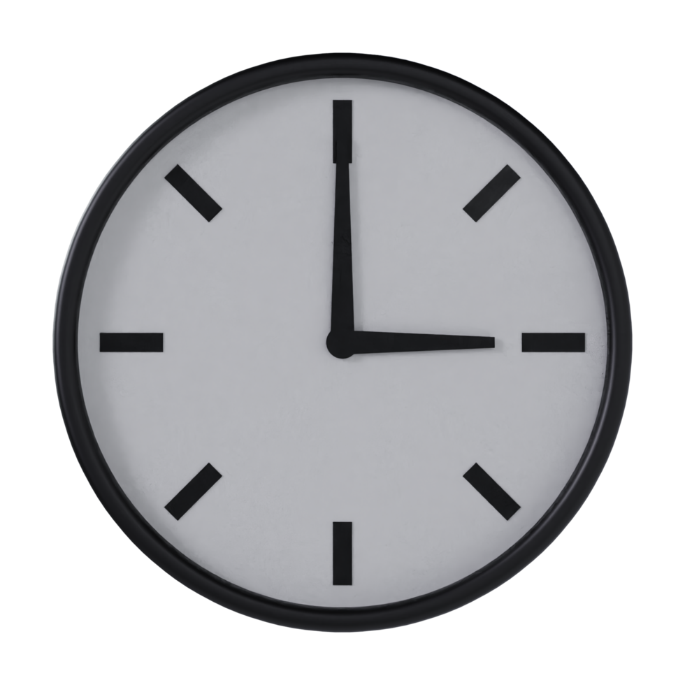 Black Analog Clock - Medium View at 90 Degrees png