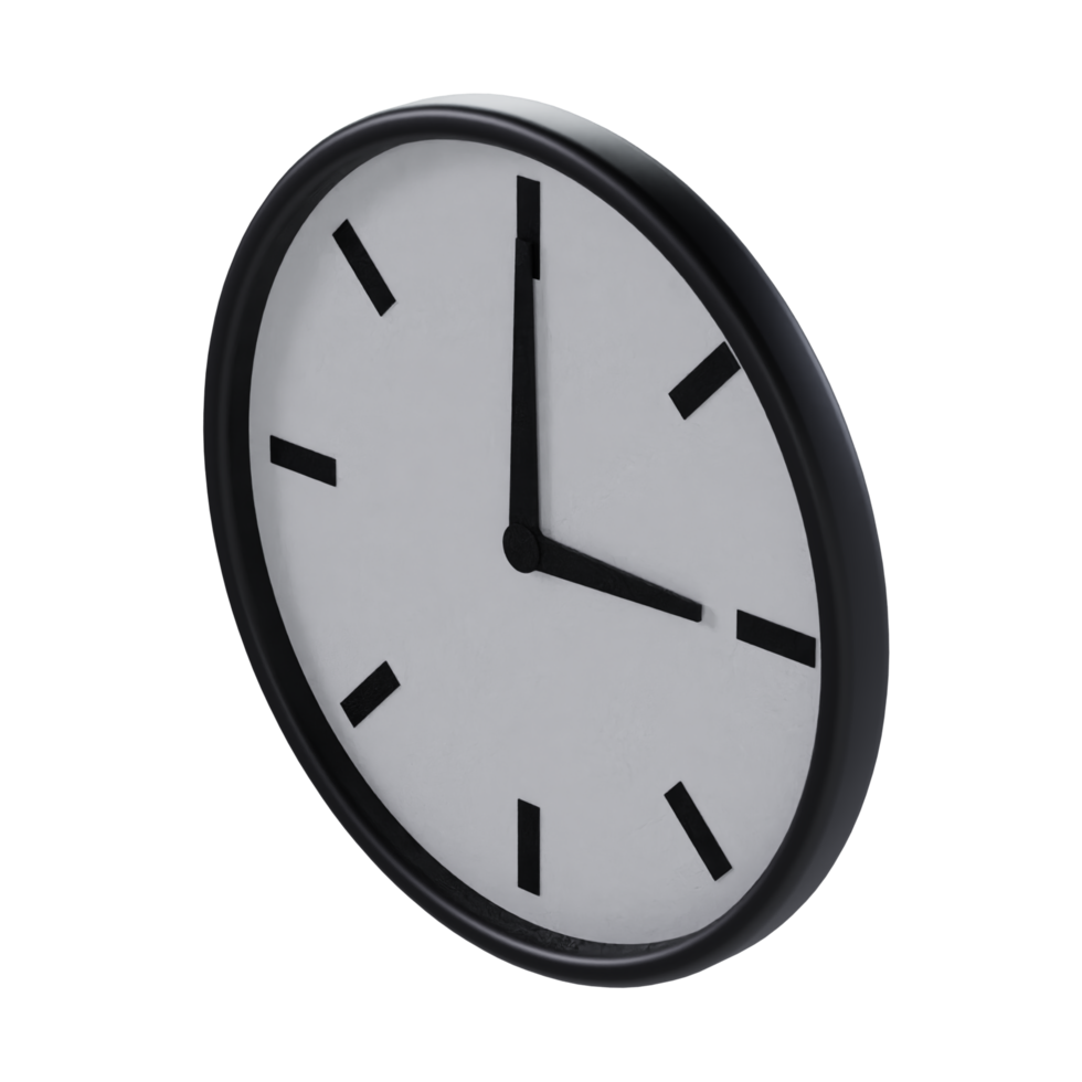Black Analog Clock - Medium High View at 135 Degrees png