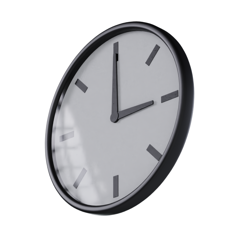 Black Analog Clock - Medium Low View at 135 Degrees png