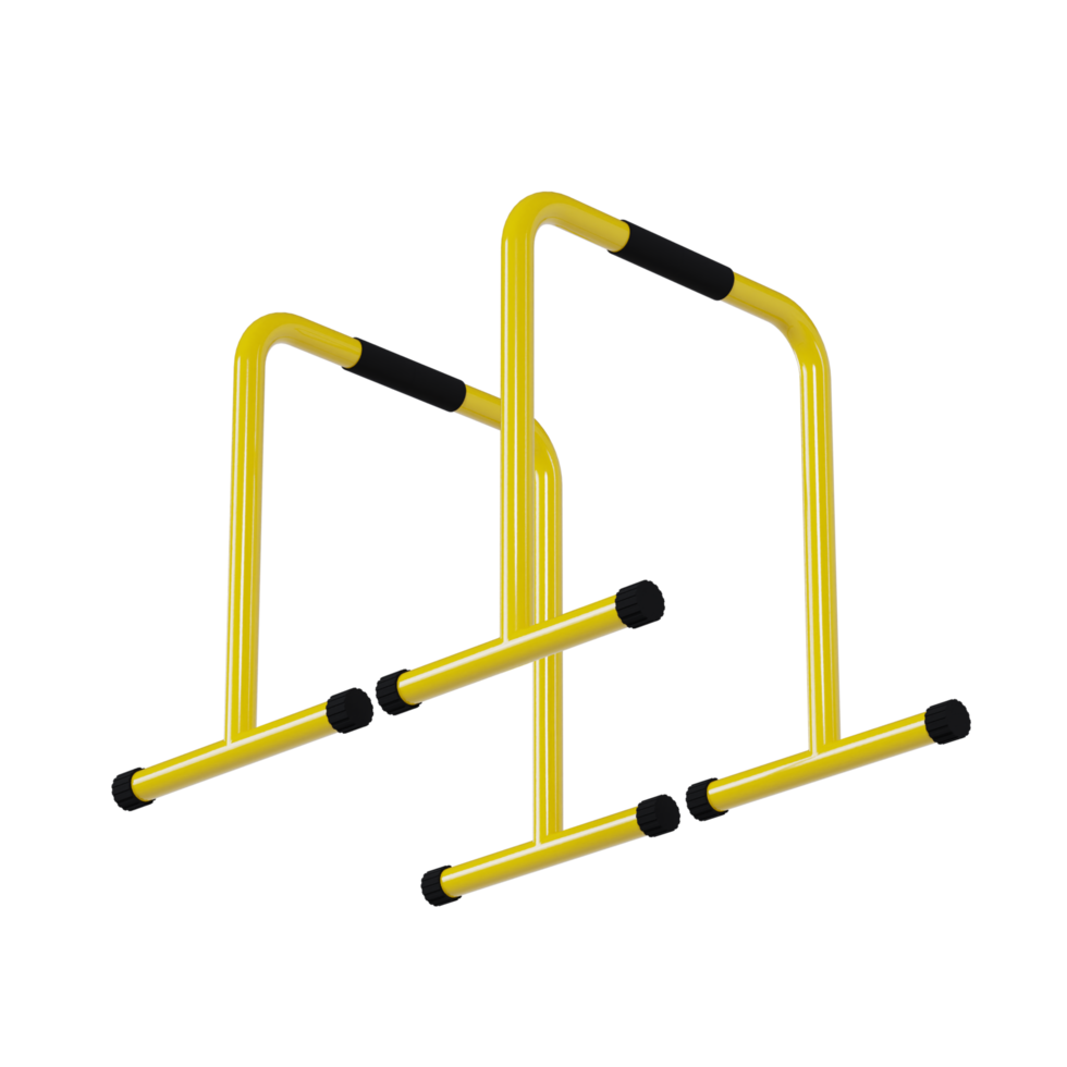 Yellow Training Parallel Bars - Medium Low View at 45 Degrees png