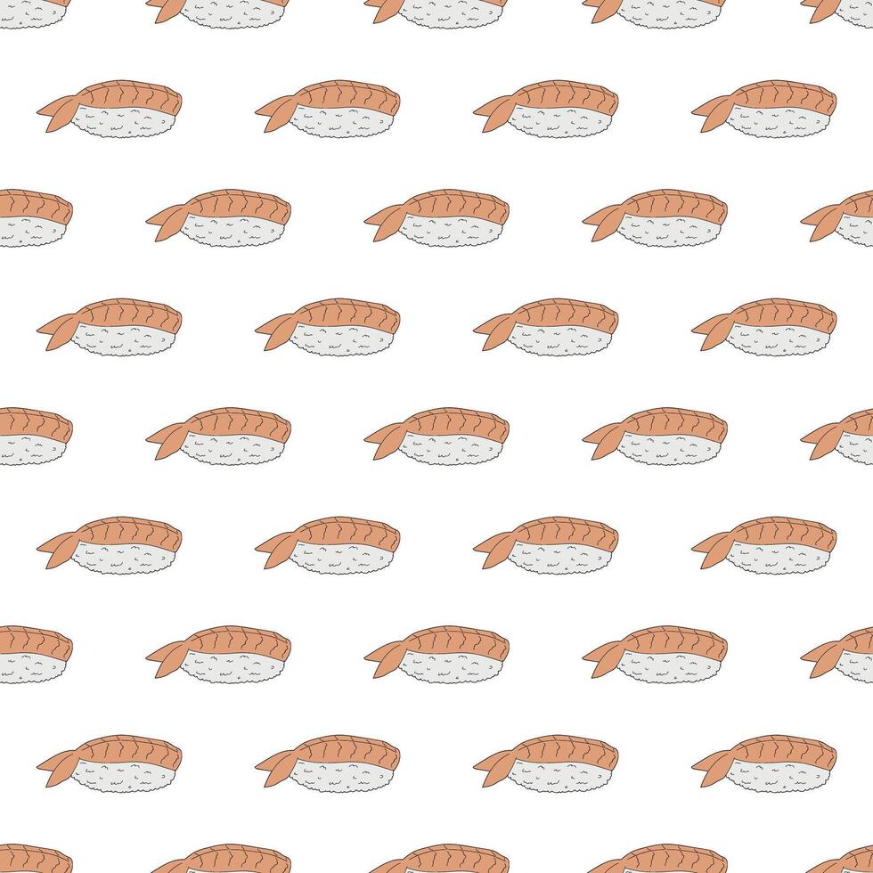 Seamless pattern with sushi for decorative print, wrapping paper, menu, wallpaper and fabric vector