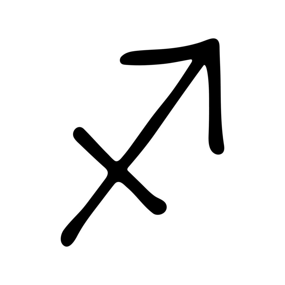 Hand drawn sagittarius zodiac sign Esoteric symbol doodle Astrology clipart Element for design vector
