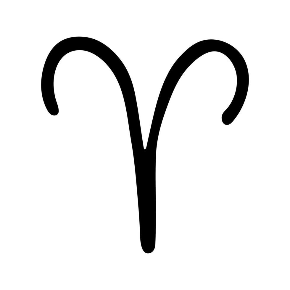Hand drawn aries zodiac sign Esoteric symbol doodle Astrology clipart Element for design vector