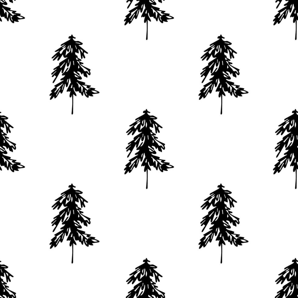 Seamless pattern with geometric minimal scandinavian Christmas tree doodle for decorative print, wrapping paper, greeting cards and fabric vector