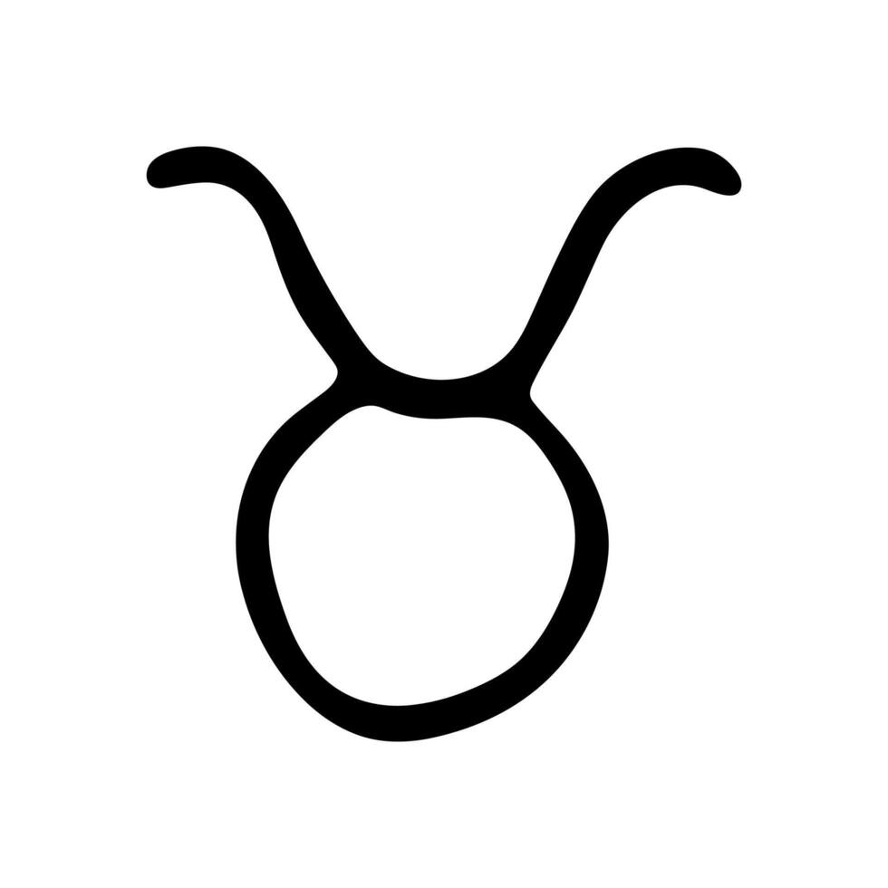 Hand drawn taurus zodiac sign Esoteric symbol doodle Astrology clipart Element for design vector