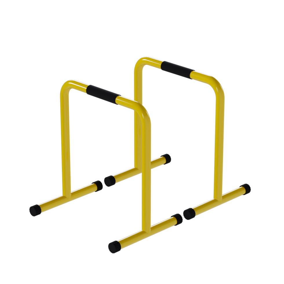 Yellow Training Parallel Bars - Medium High View at 135 Degrees png