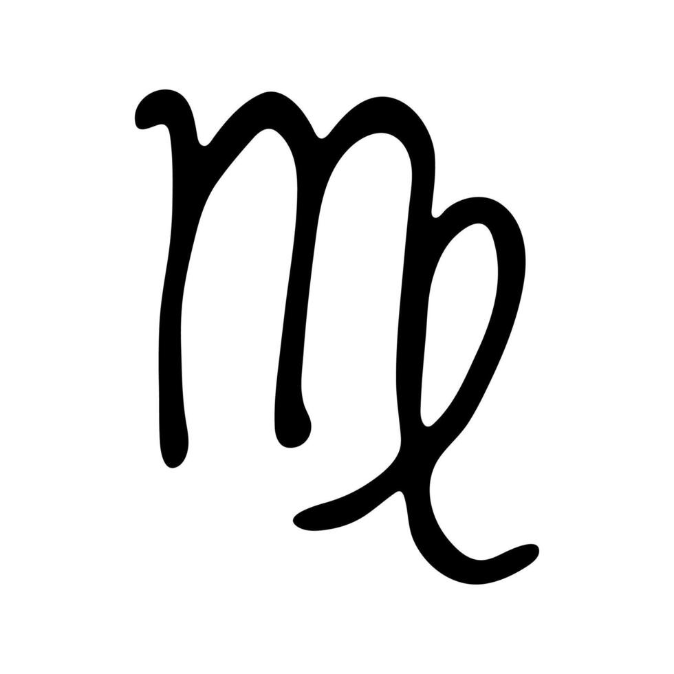 Hand drawn virgo zodiac sign Esoteric symbol doodle Astrology clipart Element for design vector