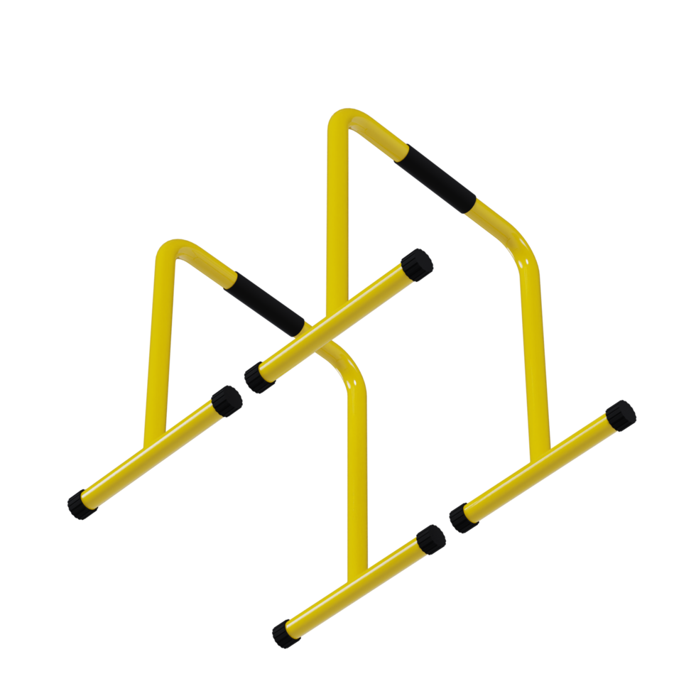 Yellow Training Parallel Bars - Lower Medium View at 45 Degrees png