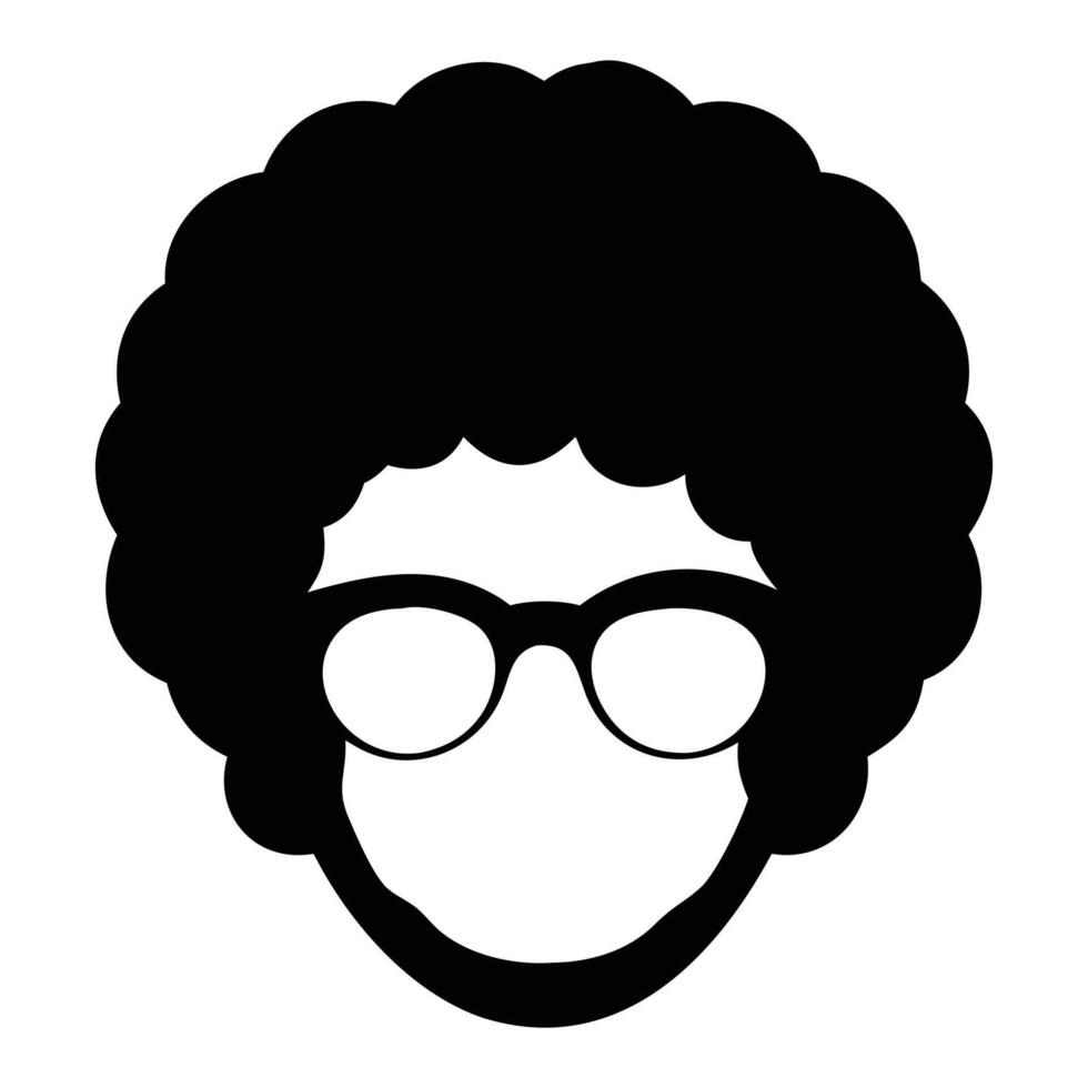 A black and white silhouette of a man with glasses vector