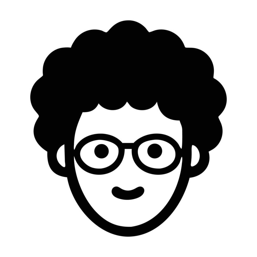 A black and white icon of a man with glasses vector