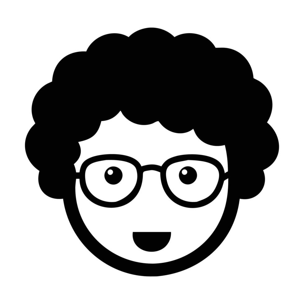 A black and white icon of a man with glasses vector