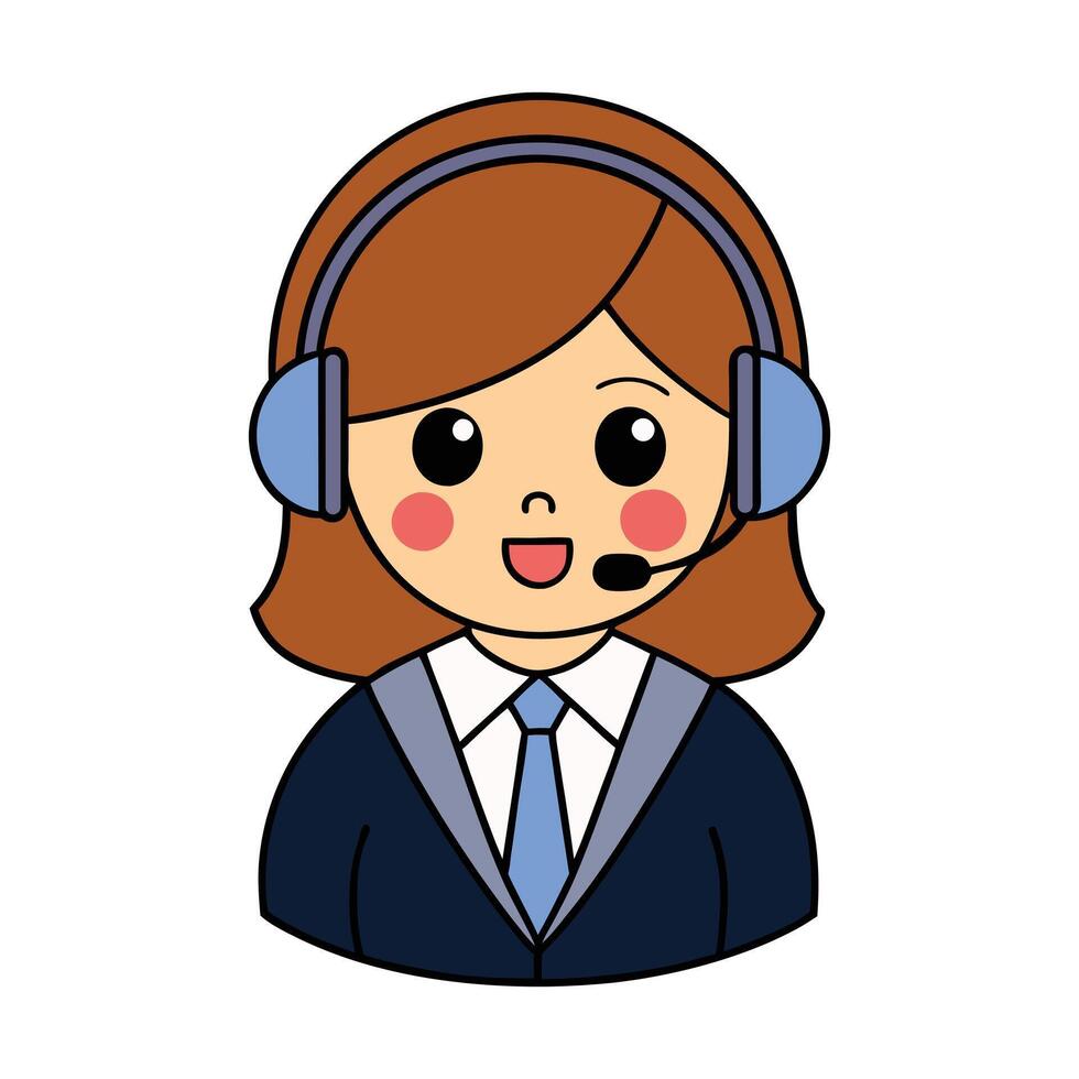 Call Center Cartoon Illustration for Support vector