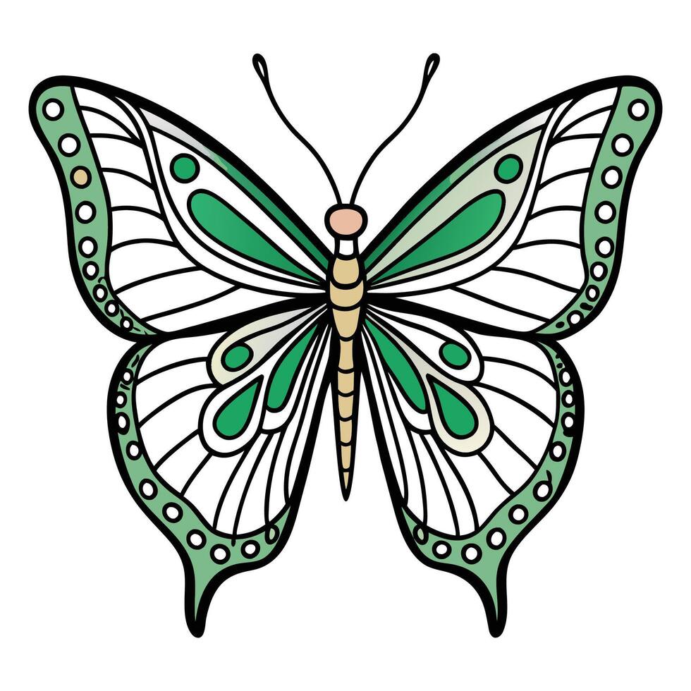 A green butterfly with black and white markings vector