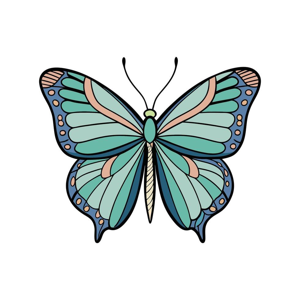 A butterfly with blue and pink wings vector