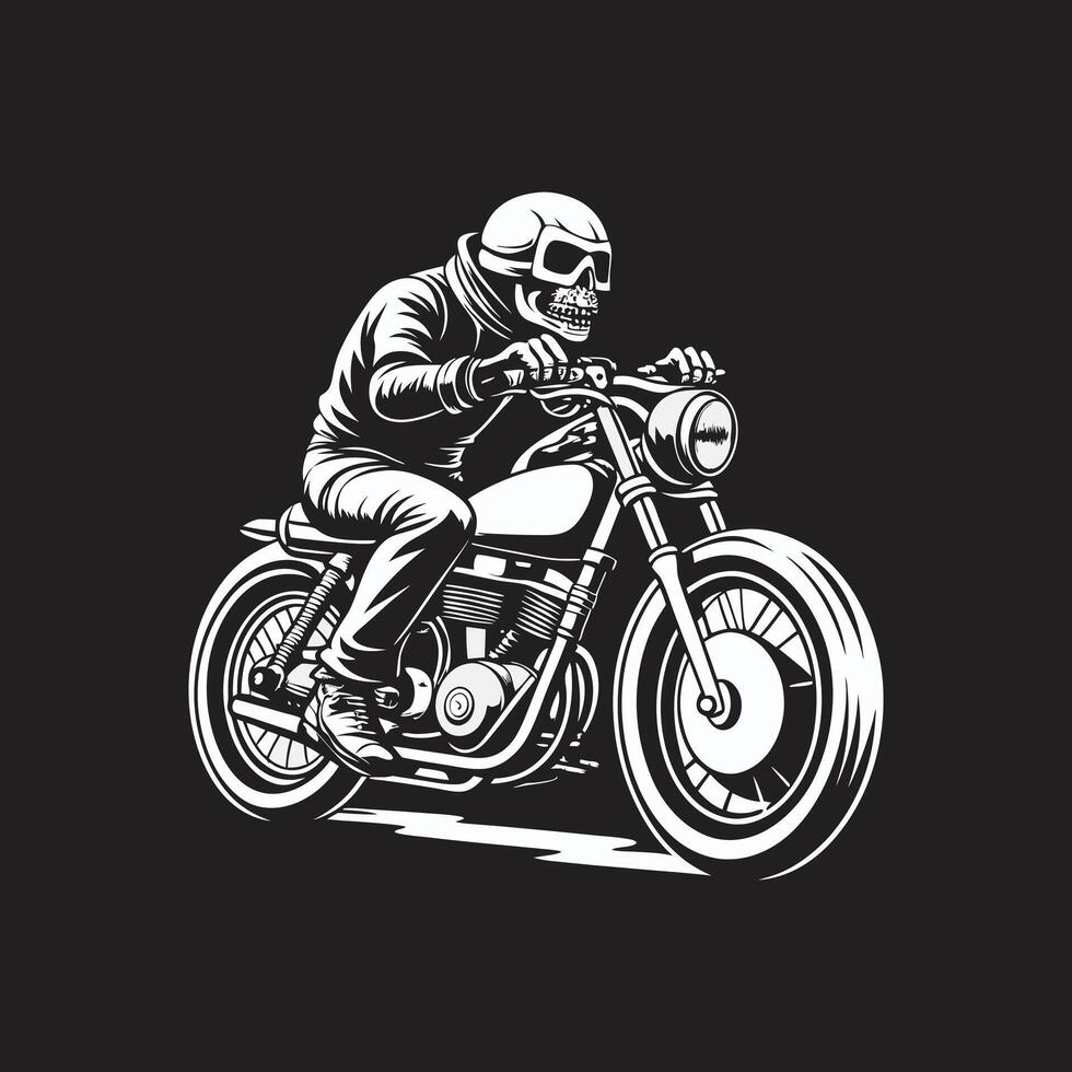 A man riding a motorcycle in a black and white design vector