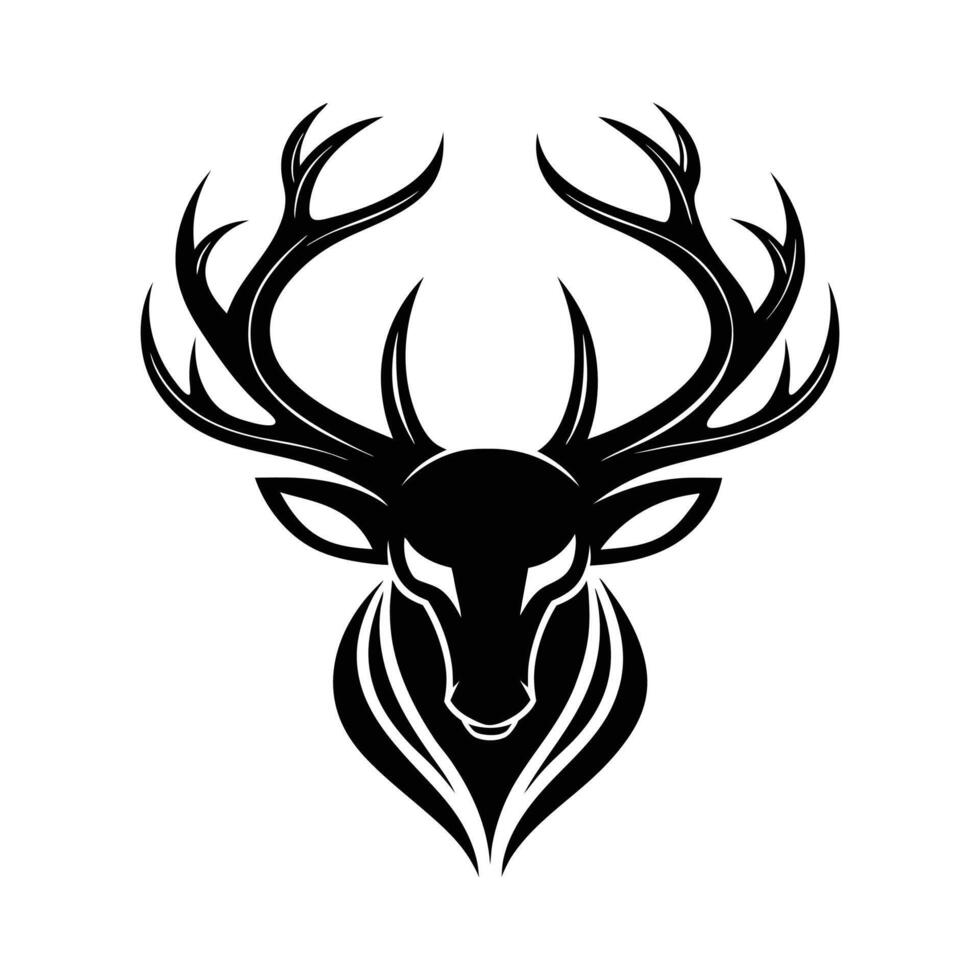 Deer head silhouette on white background vector