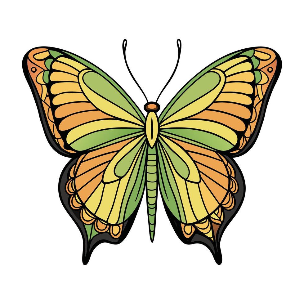 A butterfly with orange and green wings vector