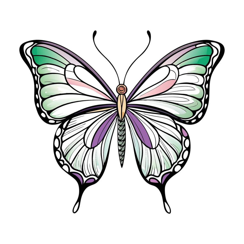 A butterfly with a green and purple wings vector